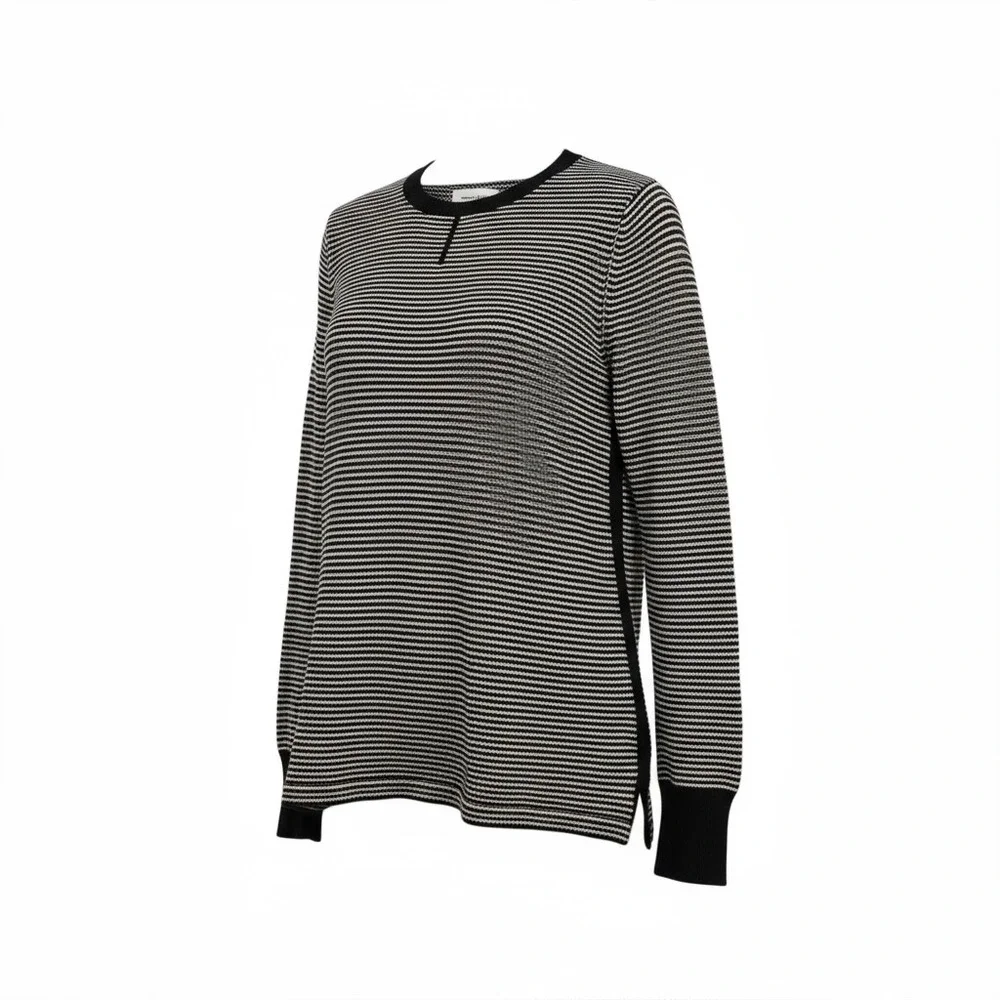 Ovadia & Sons New York Wool Striped Long Sleeve Knit‎ Henley Top Men's